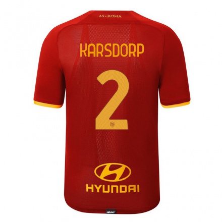Kinder Fußball Rick Karsdorp #2 Rot Heimtrikot Trikot 2021/22 T-Shirt