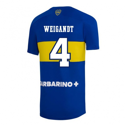 Kinder Fußball Marcelo Weigandt #4 Königsblau Heimtrikot Trikot 2021/22 T-Shirt