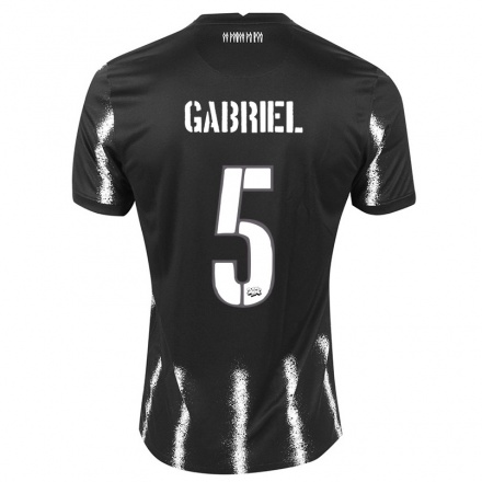 Kinder Fußball Gabriel #5 Schwarz Auswärtstrikot Trikot 2021/22 T-shirt