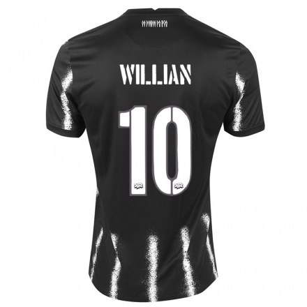 Kinder Fußball Willian #10 Schwarz Auswärtstrikot Trikot 2021/22 T-shirt
