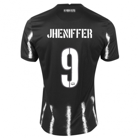 Kinder Fußball Jheniffer #9 Schwarz Auswärtstrikot Trikot 2021/22 T-shirt