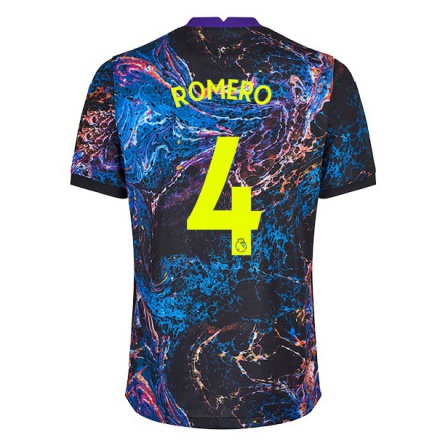 Kinder Fußball Cristian Romero #4 Mehrfarbig Auswärtstrikot Trikot 2021/22 T-Shirt