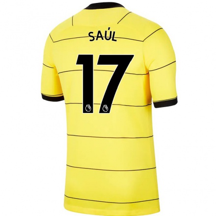 Kinder Fußball Saul Níguez #17 Gelb Auswärtstrikot Trikot 2021/22 T-shirt