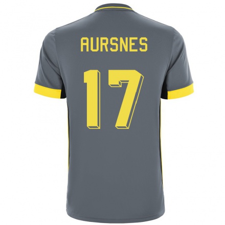 Kinder Fußball Fredrik Aursnes #17 Grau Schwarz Auswärtstrikot Trikot 2021/22 T-Shirt