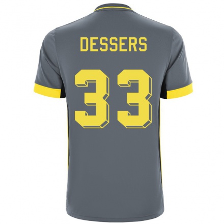 Kinder Fußball Cyriel Dessers #33 Grau Schwarz Auswärtstrikot Trikot 2021/22 T-Shirt