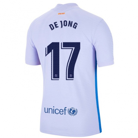 Kinder Fußball Luuk de Jong #17 Hellviolett Auswärtstrikot Trikot 2021/22 T-Shirt