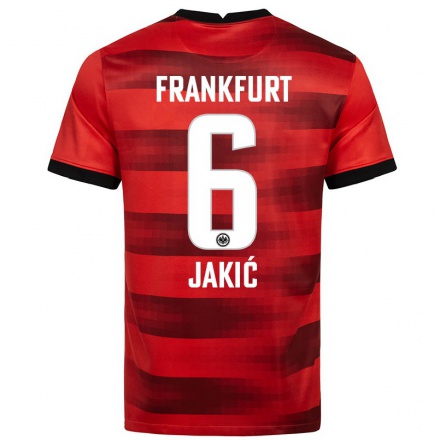 Kinder Fußball Kristijan Jakic #6 Rot Schwarz Auswärtstrikot Trikot 2021/22 T-Shirt