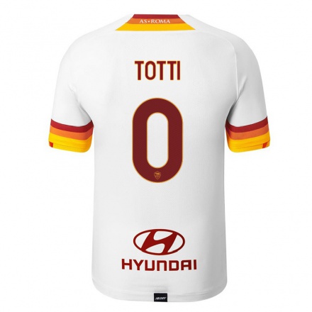 Kinder Fußball Cristian Totti #0 Weiß Auswärtstrikot Trikot 2021/22 T-shirt