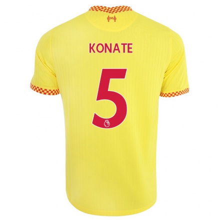 Kinder Fußball Ibrahima Konate #5 Gelb Ausweichtrikot Trikot 2021/22 T-Shirt