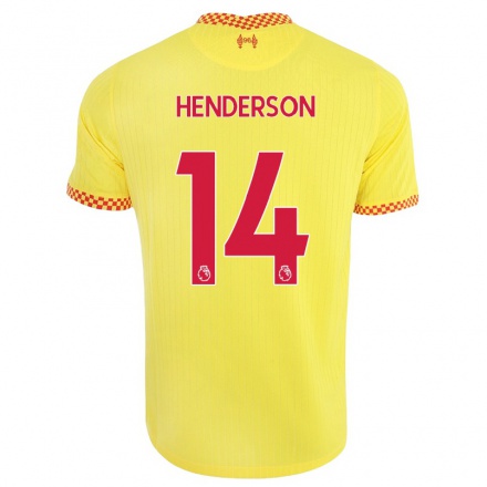 Kinder Fußball Jordan Henderson #14 Gelb Ausweichtrikot Trikot 2021/22 T-shirt