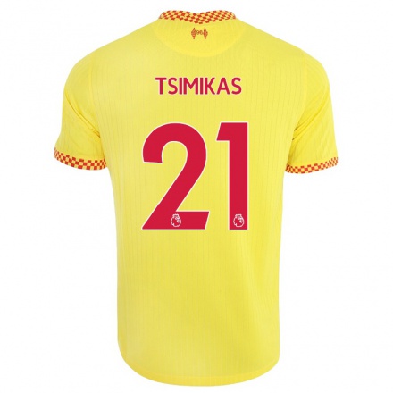 Kinder Fußball Konstantinos Tsimikas #21 Gelb Ausweichtrikot Trikot 2021/22 T-shirt