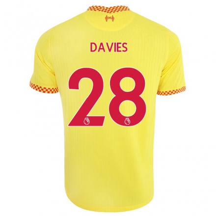 Kinder Fußball Ben Davies #28 Gelb Ausweichtrikot Trikot 2021/22 T-shirt
