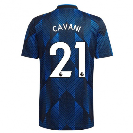 Kinder Fußball Edinson Cavani #21 Dunkelblau Ausweichtrikot Trikot 2021/22 T-shirt