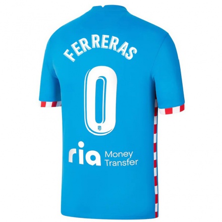 Kinder Fußball Adrian Ferreras #0 Blau Ausweichtrikot Trikot 2021/22 T-Shirt