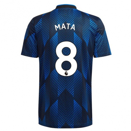 Kinder Fußball Juan Mata #8 Dunkelblau Ausweichtrikot Trikot 2021/22 T-Shirt