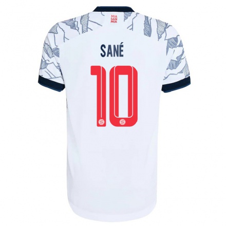 Kinder Fußball Leroy Sane #10 Grau Weiß Ausweichtrikot Trikot 2021/22 T-Shirt