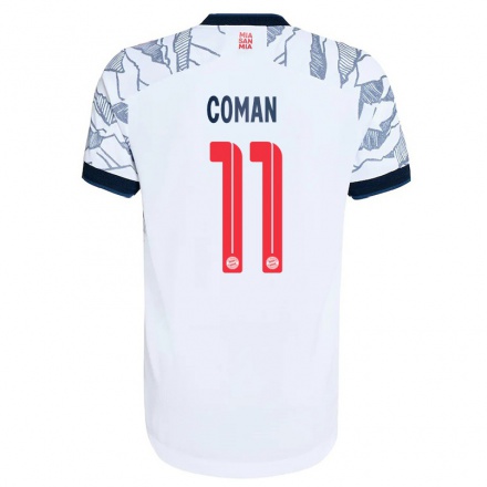 Kinder Fußball Kingsley Coman #11 Grau Weiß Ausweichtrikot Trikot 2021/22 T-shirt