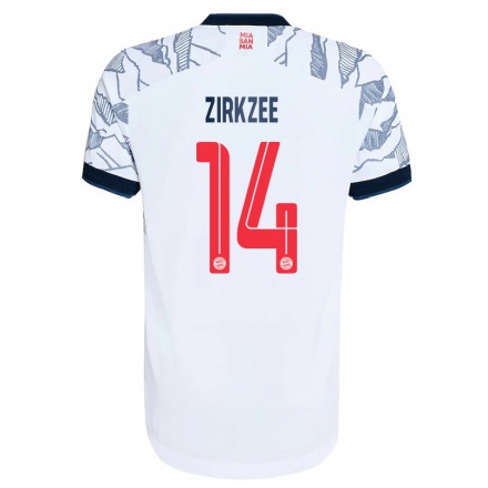 Kinder Fußball Joshua Zirkzee #14 Grau Weiß Ausweichtrikot Trikot 2021/22 T-Shirt