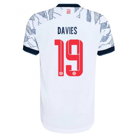 Kinder Fußball Alphonso Davies #19 Grau Weiß Ausweichtrikot Trikot 2021/22 T-shirt