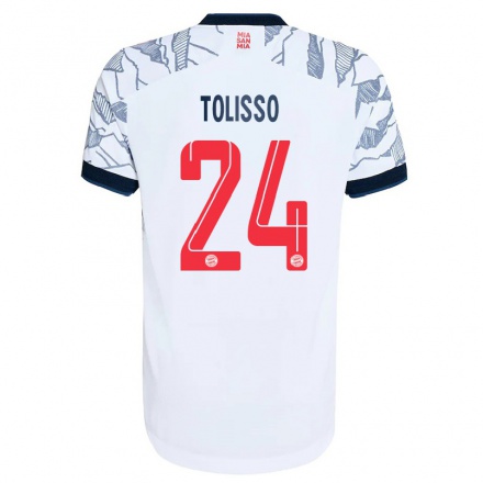 Kinder Fußball Corentin Tolisso #24 Grau Weiß Ausweichtrikot Trikot 2021/22 T-Shirt
