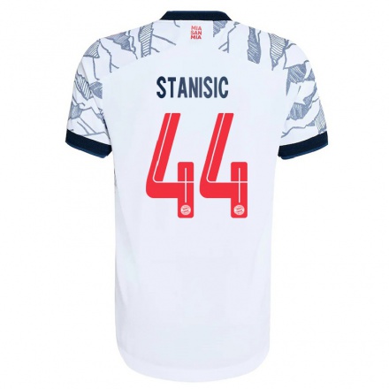 Kinder Fußball Josip Stanisic #44 Grau Weiß Ausweichtrikot Trikot 2021/22 T-shirt