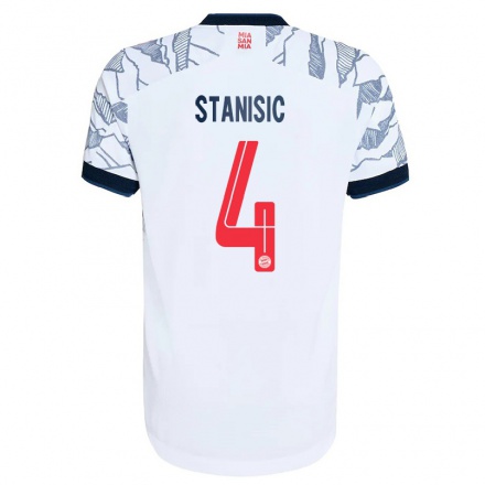 Kinder Fußball Josip Stanisic #4 Grau Weiß Ausweichtrikot Trikot 2021/22 T-shirt