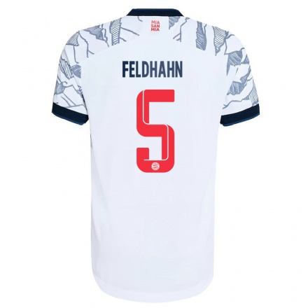 Kinder Fußball Nicolas Feldhahn #5 Grau Weiß Ausweichtrikot Trikot 2021/22 T-Shirt