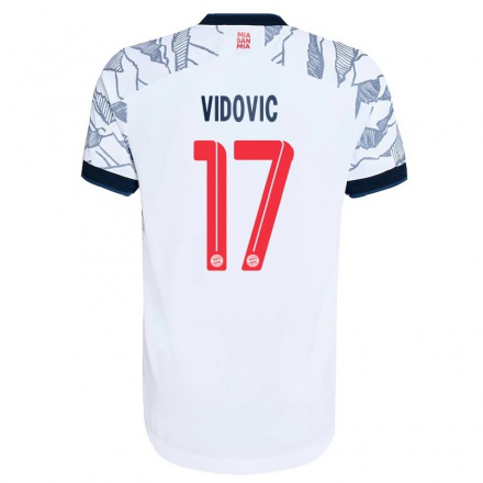 Kinder Fußball Gabriel Vidovic #17 Grau Weiß Ausweichtrikot Trikot 2021/22 T-shirt