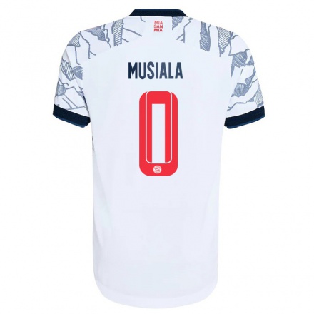 Kinder Fußball Jamal Musiala #0 Grau Weiß Ausweichtrikot Trikot 2021/22 T-Shirt