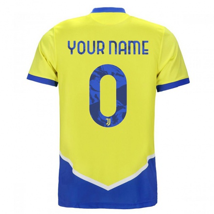 Kinder Fußball Ihren Namen #0 Blau Gelb Ausweichtrikot Trikot 2021/22 T-Shirt