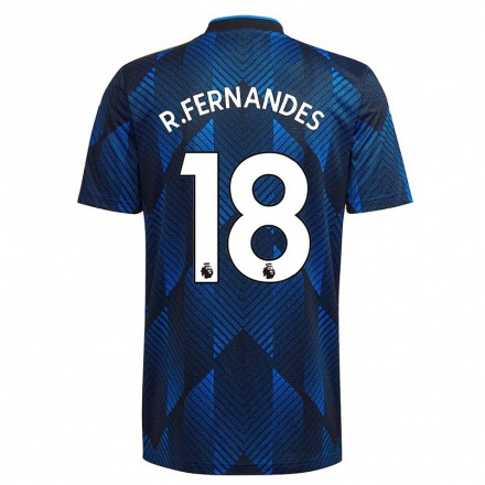 Kinder Fußball Bruno Fernandes #18 Dunkelblau Ausweichtrikot Trikot 2021/22 T-shirt