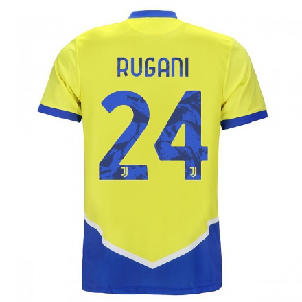 Kinder Fußball Daniele Rugani #24 Blau Gelb Ausweichtrikot Trikot 2021/22 T-shirt
