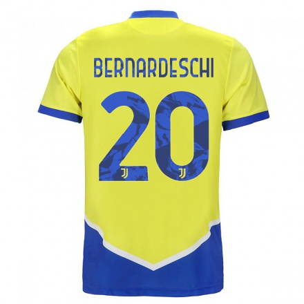 Kinder Fußball Federico Bernardeschi #20 Blau Gelb Ausweichtrikot Trikot 2021/22 T-Shirt