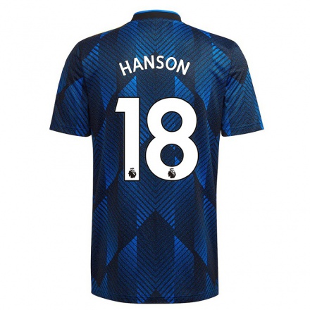 Kinder Fußball Kirsty Hanson #18 Dunkelblau Ausweichtrikot Trikot 2021/22 T-shirt
