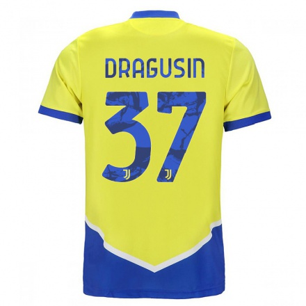 Kinder Fußball Radu Dragusin #37 Blau Gelb Ausweichtrikot Trikot 2021/22 T-Shirt