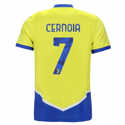Kinder Fußball Valentina Cernoia #7 Blau Gelb Ausweichtrikot Trikot 2021/22 T-Shirt