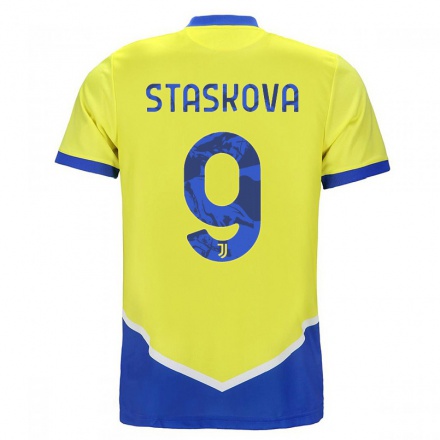 Kinder Fußball Andrea Staskova #9 Blau Gelb Ausweichtrikot Trikot 2021/22 T-Shirt