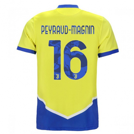 Kinder Fußball Pauline Peyraud-Magnin #16 Blau Gelb Ausweichtrikot Trikot 2021/22 T-Shirt