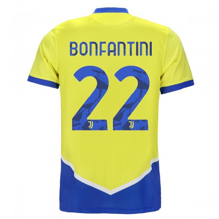 Kinder Fußball Agnese Bonfantini #22 Blau Gelb Ausweichtrikot Trikot 2021/22 T-shirt