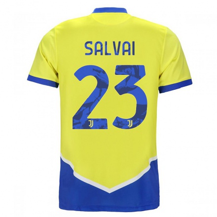 Kinder Fußball Cecilia Salvai #23 Blau Gelb Ausweichtrikot Trikot 2021/22 T-Shirt