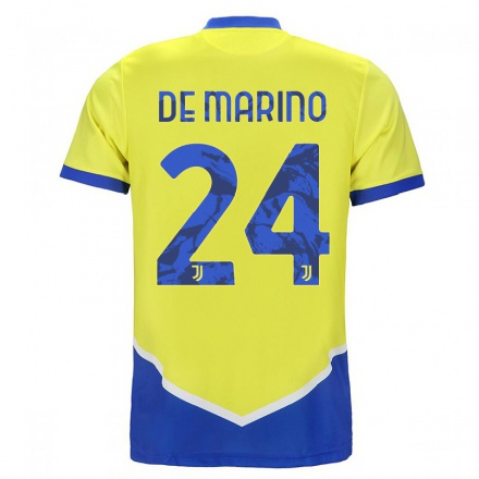 Kinder Fußball Davide De Marino #24 Blau Gelb Ausweichtrikot Trikot 2021/22 T-Shirt