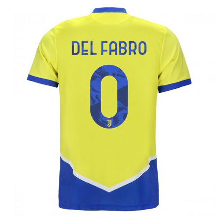 Kinder Fußball Dario Del Fabro #0 Blau Gelb Ausweichtrikot Trikot 2021/22 T-Shirt