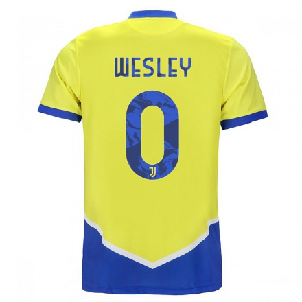 Kinder Fußball Wesley #0 Blau Gelb Ausweichtrikot Trikot 2021/22 T-Shirt