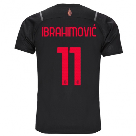 Kinder Fußball Zlatan Ibrahimovic #11 Schwarz Ausweichtrikot Trikot 2021/22 T-shirt