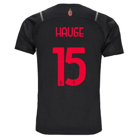 Kinder Fußball Jens Petter Hauge #15 Schwarz Ausweichtrikot Trikot 2021/22 T-shirt
