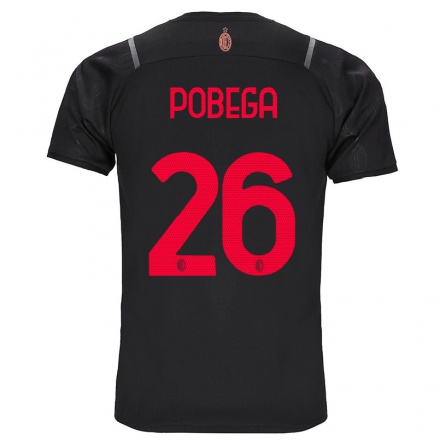 Kinder Fußball Tommaso Pobega #26 Schwarz Ausweichtrikot Trikot 2021/22 T-shirt
