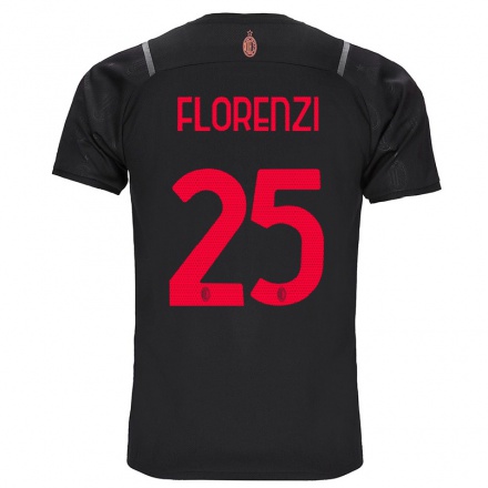 Kinder Fußball Alessandro Florenzi #25 Schwarz Ausweichtrikot Trikot 2021/22 T-Shirt