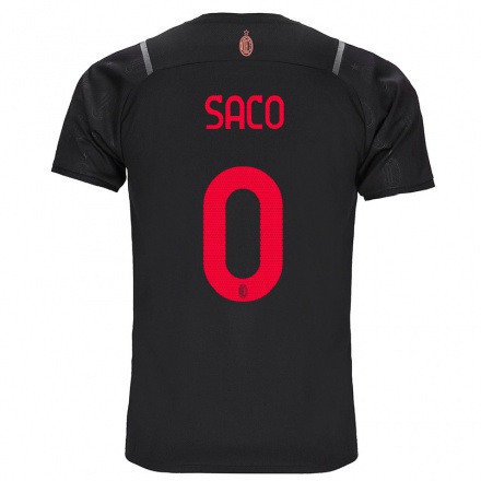 Kinder Fußball Coli Saco #0 Schwarz Ausweichtrikot Trikot 2021/22 T-Shirt