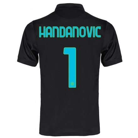 Kinder Fußball Samir Handanovic #1 Schwarz Ausweichtrikot Trikot 2021/22 T-shirt