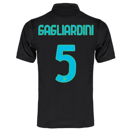 Kinder Fußball Roberto Gagliardini #5 Schwarz Ausweichtrikot Trikot 2021/22 T-Shirt